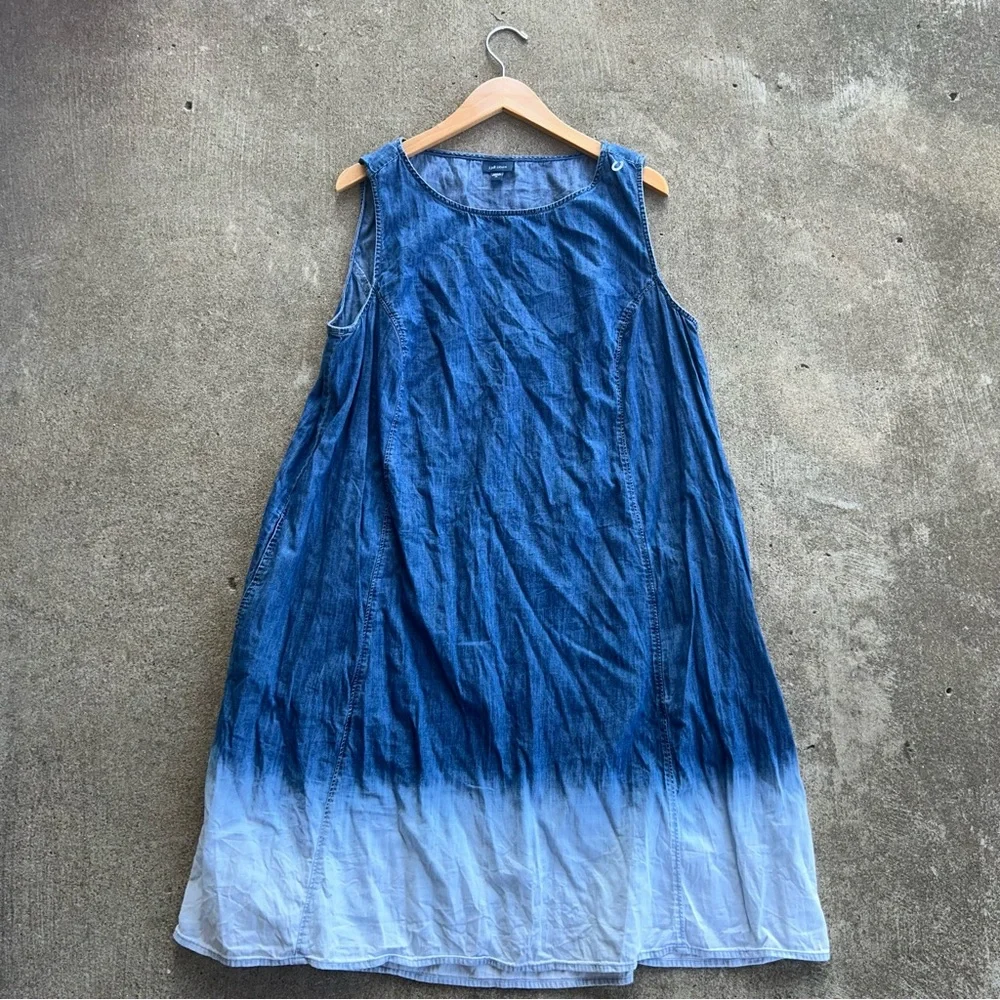 J. Jill Blue White Ombre Dip Dye Denim Dress XL - Picture 1 of 9